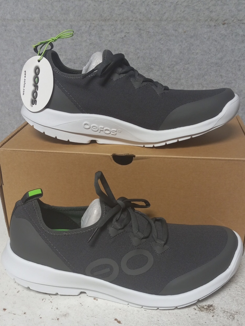 Oofos Oomg Sport LS Volcanic Ash Gray Shoes Lace Mens Sz 11